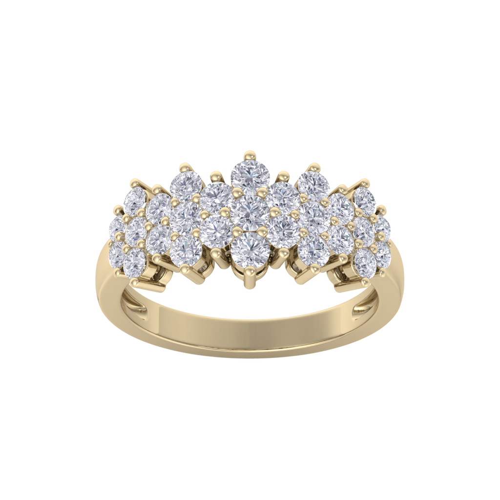 Beautiful ring in yellow gold with white diamonds of 1.16 ct in weight