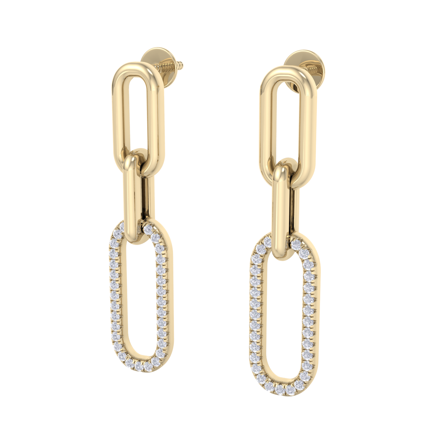 Diamond chain link earrings in white gold with white diamonds of 0.25 ct in weight