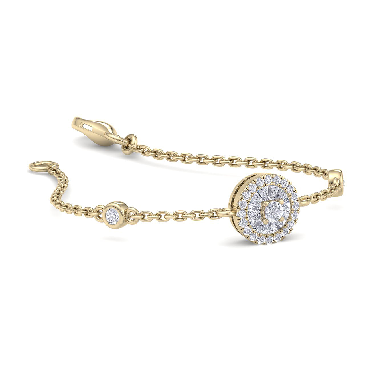 Round shape bracelet in rose gold with white diamonds of 0.15 ct in weight - HER DIAMONDS®