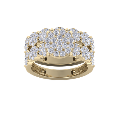 Diamond ring in yellow gold with white diamonds of 1.75 ct in weight