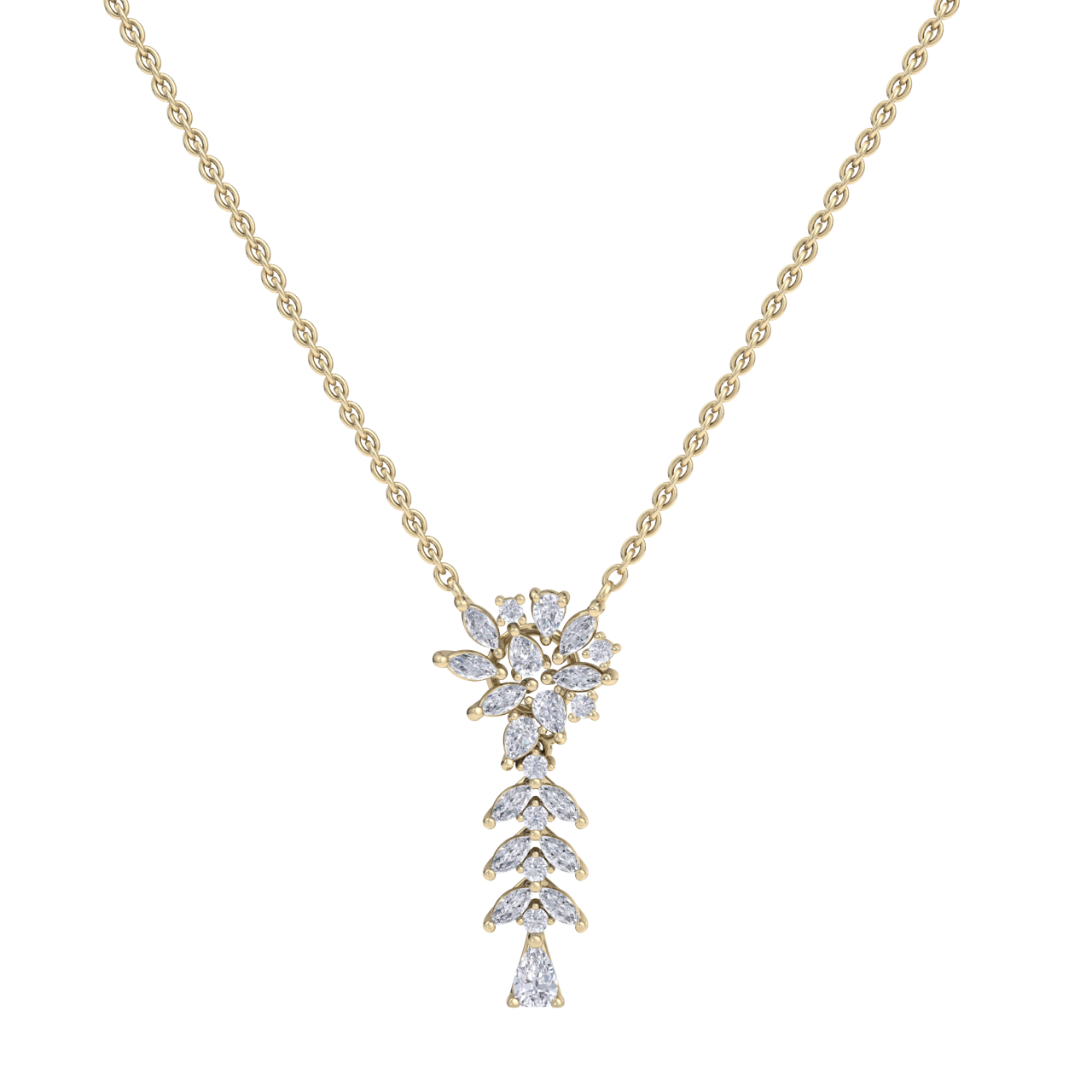 Flower necklace in white gold with white diamonds of 0.80 ct in weight
