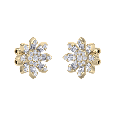 Small flower stud earrings in rose gold with white diamonds of 0.59 ct in weight