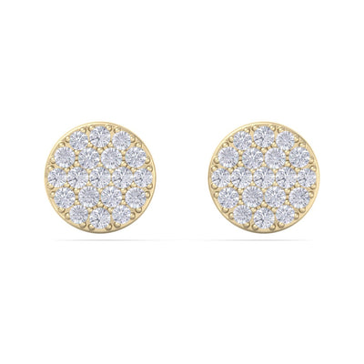 Classic round stud earrings in yellow gold with white diamonds of 0.26 ct in weight