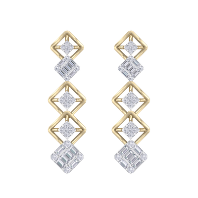 Drop earrings in white gold with white diamonds of 1.10 ct in weight