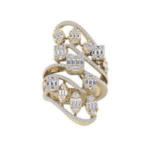 Statement diamond ring in yellow gold with white diamonds of 1.68 ct in weight