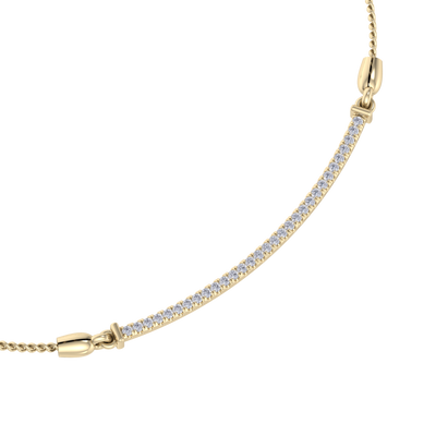 Bar necklace in yellow gold with white diamonds of 0.31 in weight