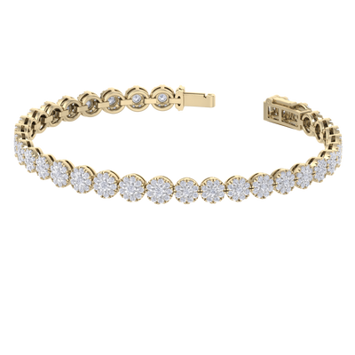 Tennis bracelet in yellow gold with white diamonds of 3.65 ct in weight