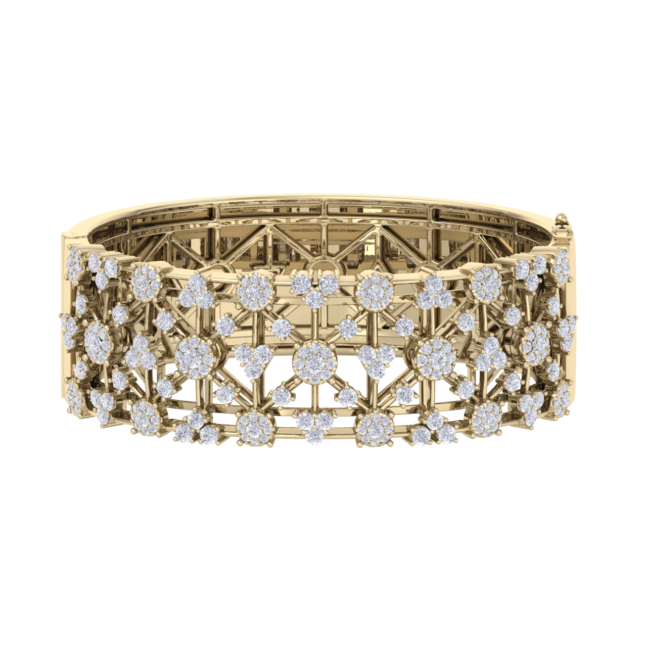 Diamond bangle in yellow gold with white diamonds of 6.21 ct in weight
