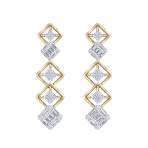 Drop earrings in yellow gold with white diamonds of 1.10 ct in weight