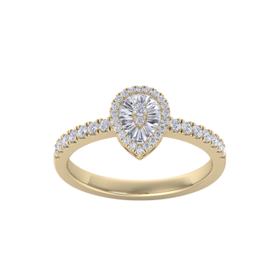 Pear ring in yellow gold with white diamonds of 0.68 ct in weight
