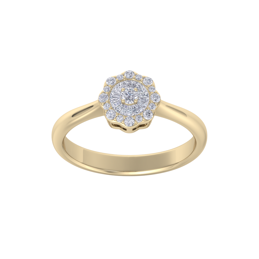 Diamond ring in yellow gold with white diamonds of 0.32 ct in weight