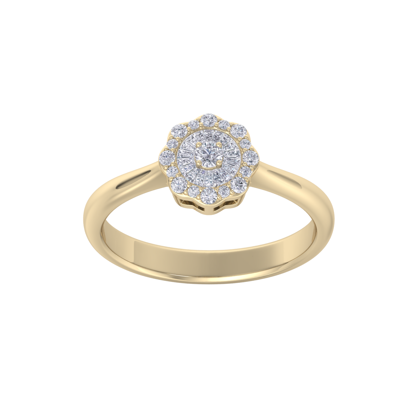 Diamond ring in yellow gold with white diamonds of 0.32 ct in weight