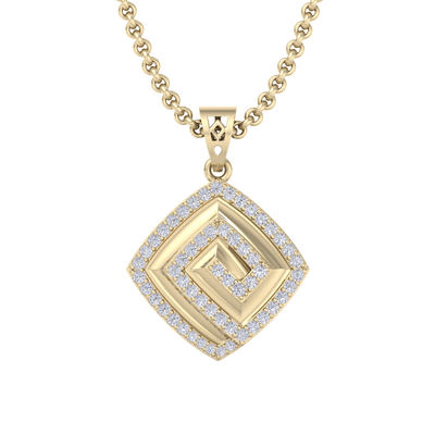 Square Pendant in yellow gold with white diamonds of 0.61 ct in weight