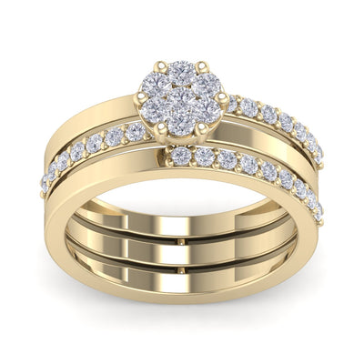Beautiful ring in yellow gold with white diamonds of 0.64 ct in weight