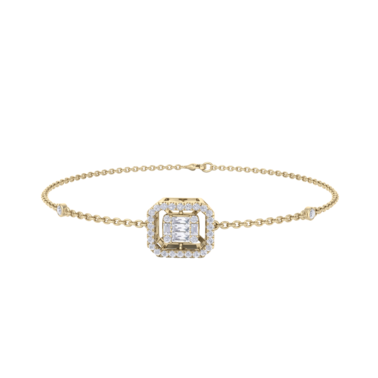 Square bracelet in yellow gold with white diamonds of 0.34 ct in weight
