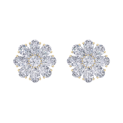 Flower stud earrings in white gold with white diamonds of 6.18 ct in weight 