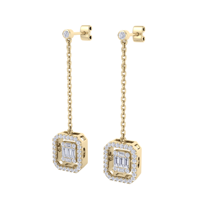 Diamond drop earrings in yellow gold with white diamonds of 0.69 ct in weight
