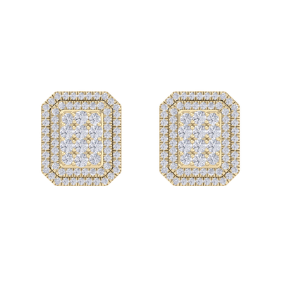 3 in 1 earrings in yellow gold with white diamonds of 0.97 ct in weight