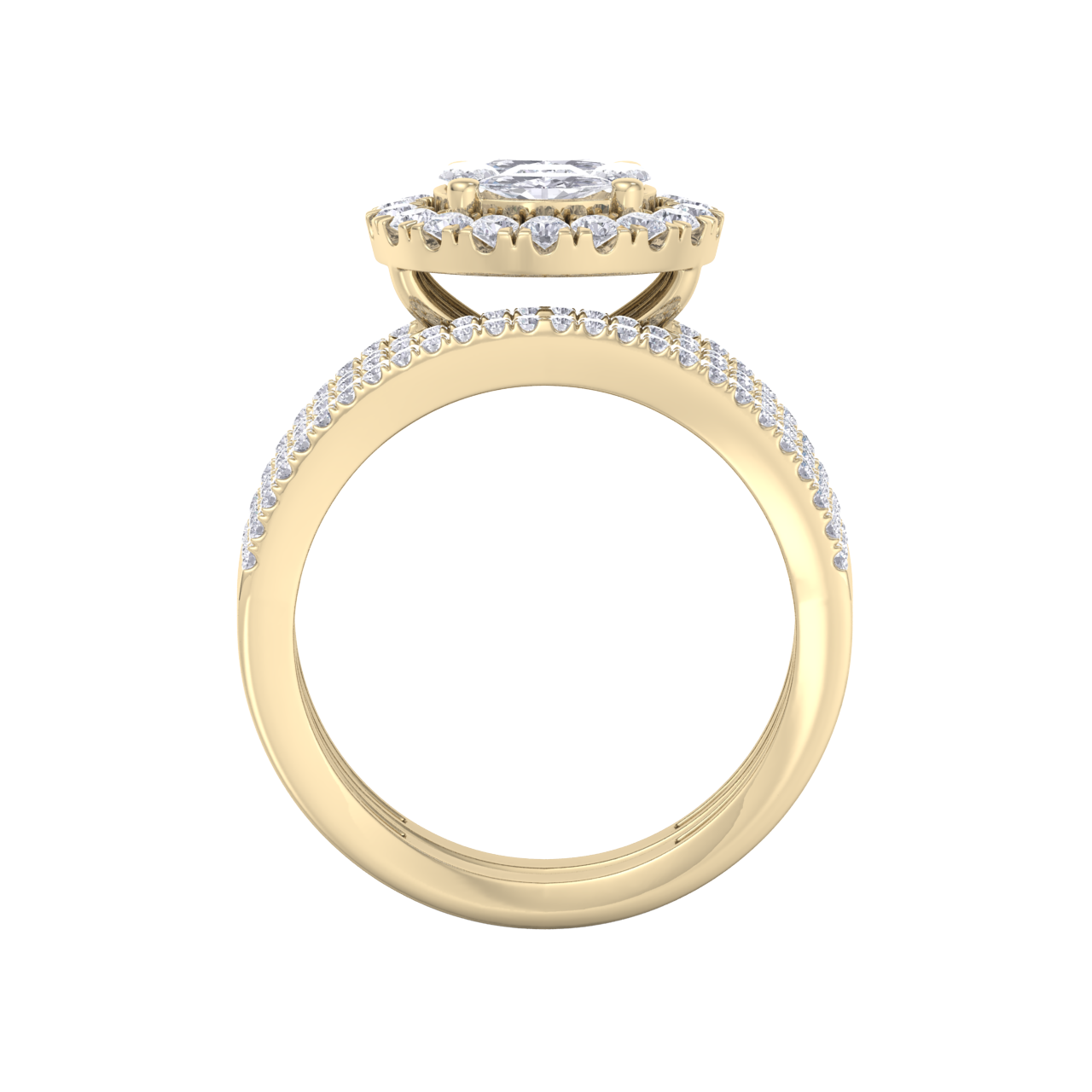 Diamond ring in yellow gold with white diamonds of 2.57 ct in weight
