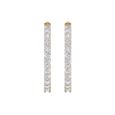 Diamond eternity hoop earrings in yellow gold with white diamonds of 4.82 ct in weight 