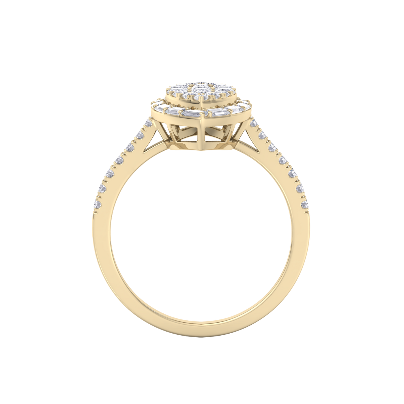 Marquise cluster ring in rose gold with white diamonds of 1.03 ct in weight