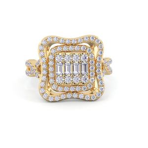 Fashion ring in yellow gold with white diamonds of 0.67 ct in weight