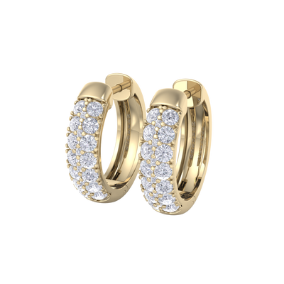 Diamond huggies earrings in yellow gold with white diamonds of 0.99 ct in weight
