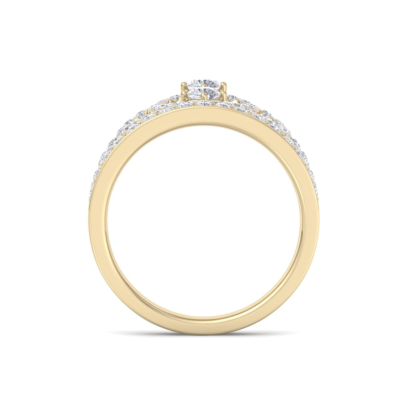 Beautiful Ring in yellow gold with white diamonds of 0.96 ct in weight