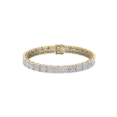 Baguette tennis bracelet in yellow gold with white diamonds of 5.20 ct in weight