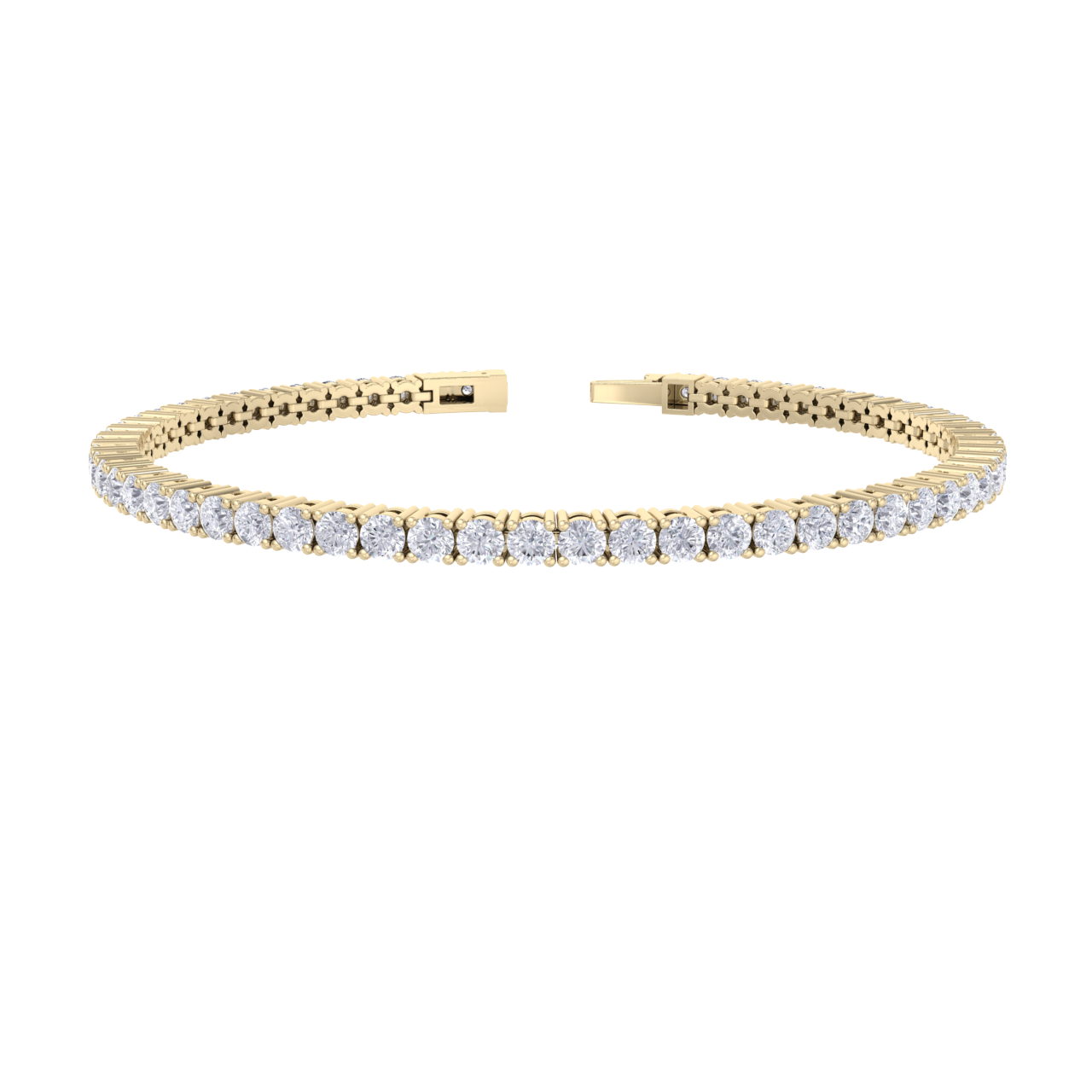 Elegant tennis bracelet with miracle plates in yellow with white diamonds of 5.00 ct in weight