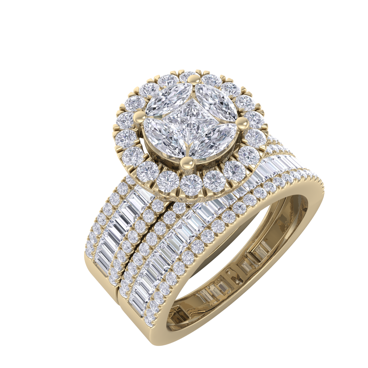 Diamond ring in yellow gold with white diamonds of 2.57 ct in weight