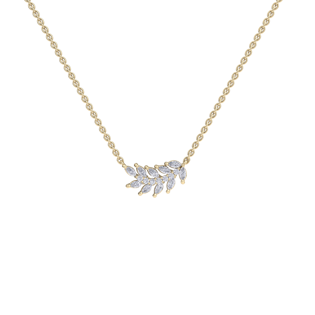 Leaf necklace in white gold with white diamonds of 0.59 ct in weight