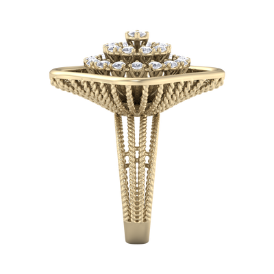 Statement ring in yellow gold with white diamonds of 0.98 ct in weight