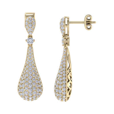 Diamond chandelier earrings in rose gold with white diamonds of 1.73 ct in weight