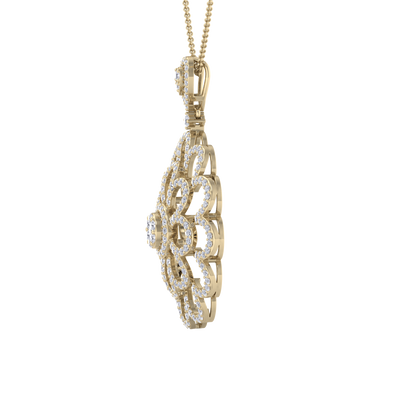 Flower Pendant in yellow gold with white diamonds of 2.38 ct in weight