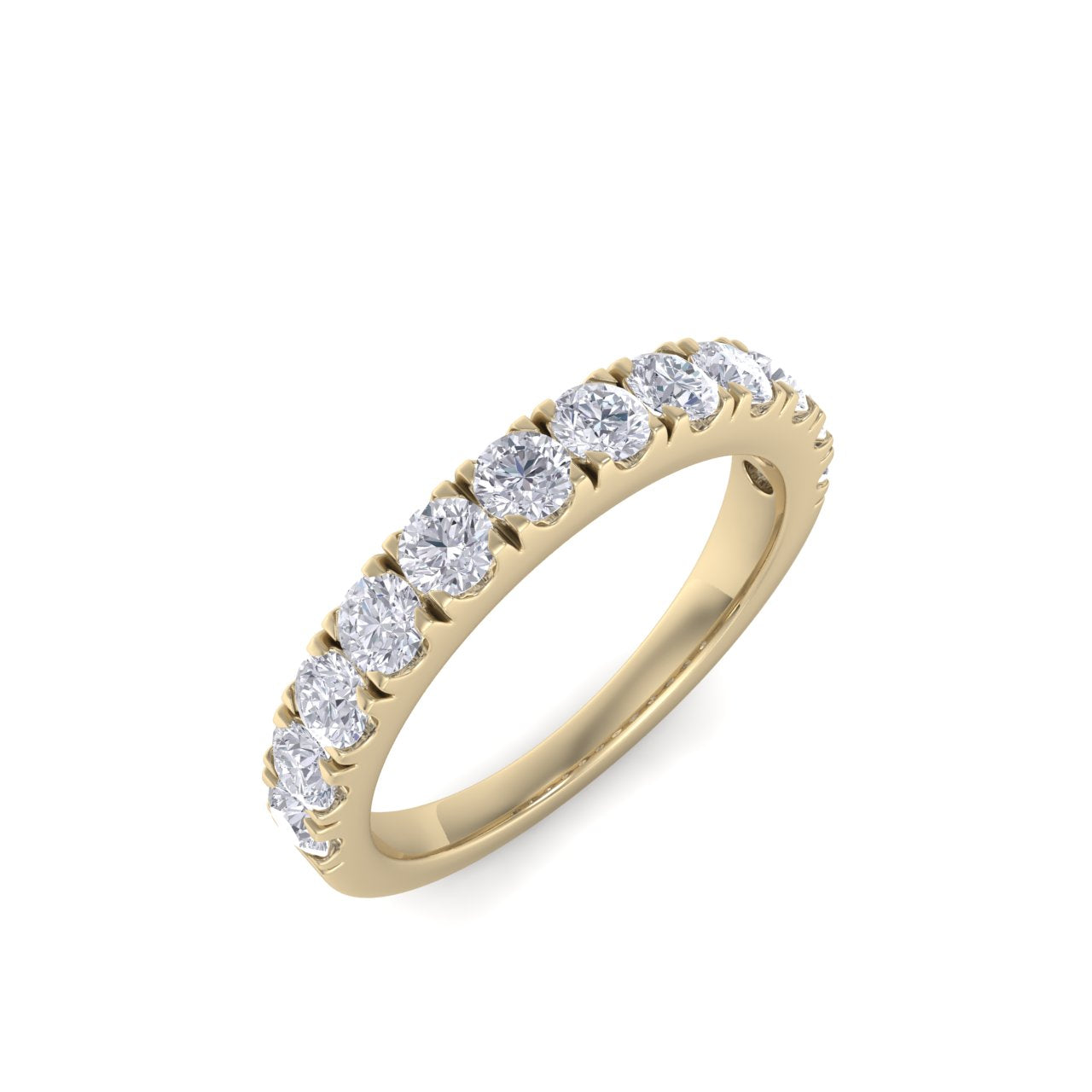 Classic Wedding band in yellow gold with white diamonds of 0.96 ct in weight