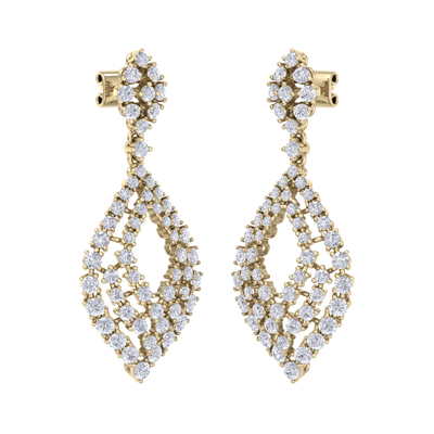 Drop earrings in white gold with white diamonds of 4.05 ct in weight
