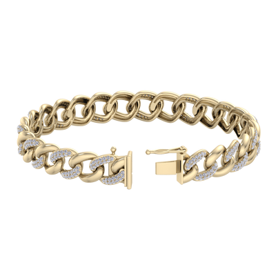 Diamond curb chain link bracelet in rose gold with white diamonds of 1.82 ct in weight