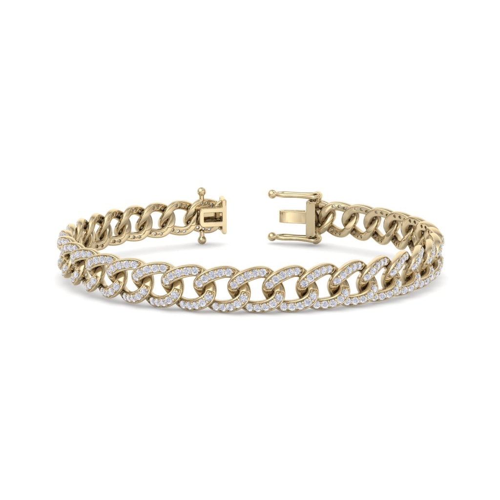 Bracelet chain in yellow gold with white diamonds of 1.44 ct in weight