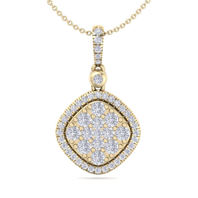 Square pendant in white gold with white diamonds of 0.74 ct in weight - HER DIAMONDS®