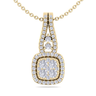 Square pendant in yellow gold with white diamonds of 0.36 ct in weight - HER DIAMONDS®