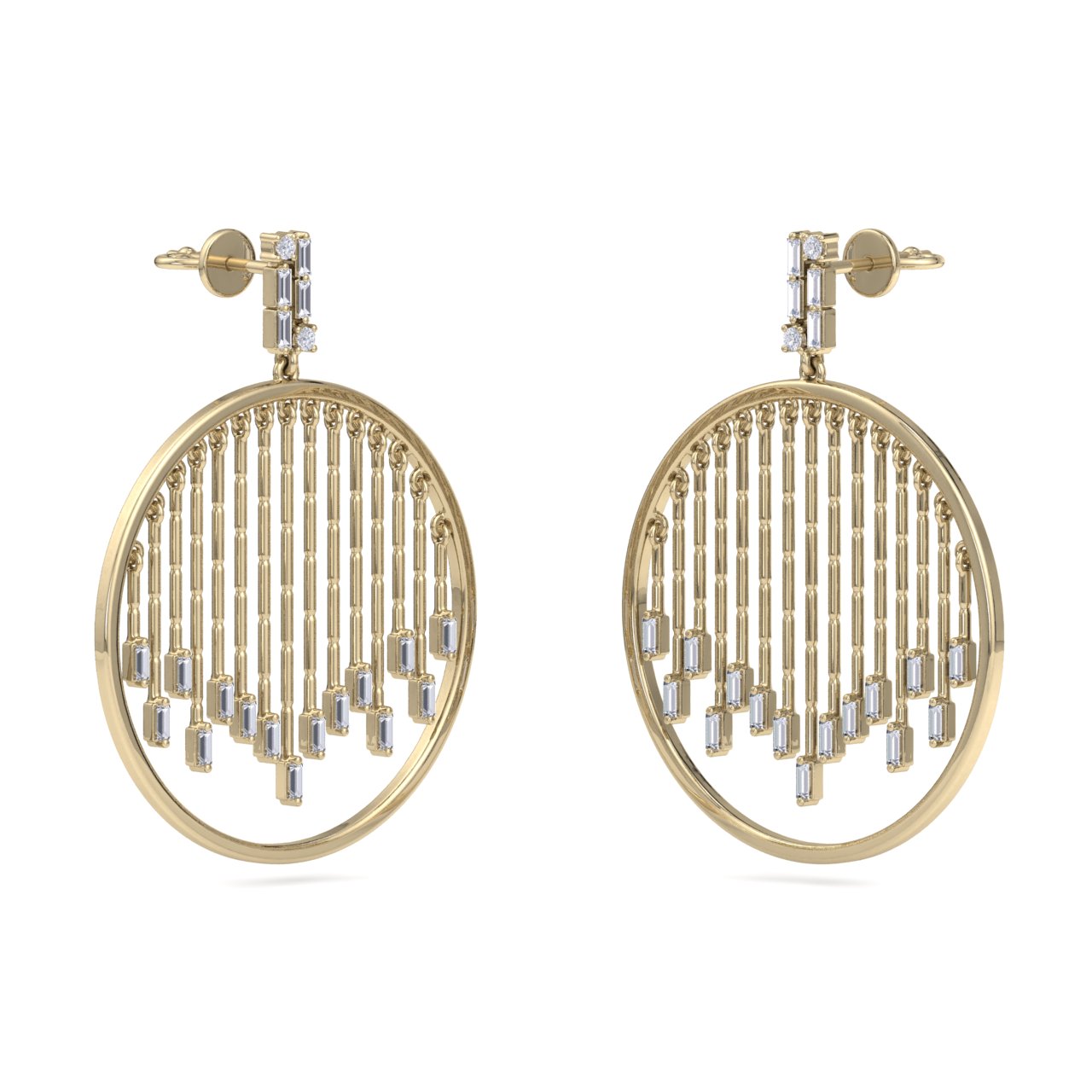 Monogram earrings in yellow gold with white diamonds of 1.10 ct in weight - HER DIAMONDS®