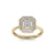 Square diamond ring in yellow gold with white diamonds of 0.28 ct in weight