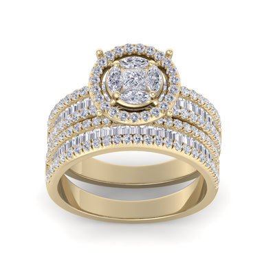 Bridal set in rose gold with white diamonds of 1.24 ct in weight