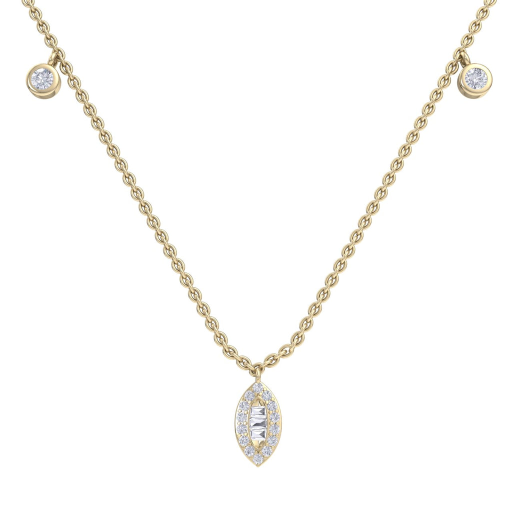 Marquise necklace in yellow gold with white diamonds of 0.49 ct in weight - HER DIAMONDS®
