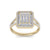Square ring in yellow gold with white diamonds of 0.65 ct in weight