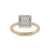 Square ring in yellow gold with white diamonds of 0.40 ct in weight