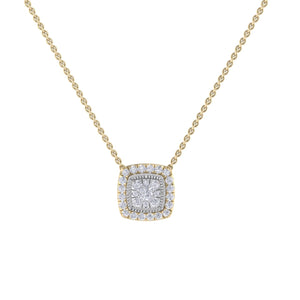 Square pendant in yellow gold with white diamonds of 0.54 ct in weight - HER DIAMONDS®