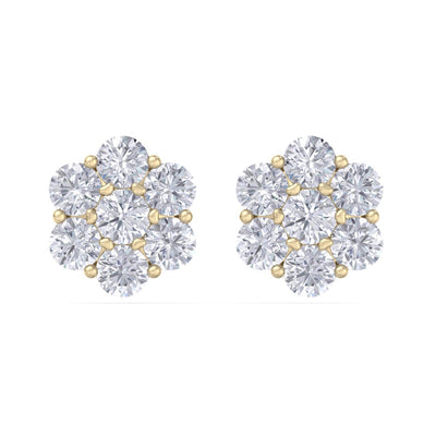 Stud earrings in rose gold with white diamonds of 2.79 ct in weight