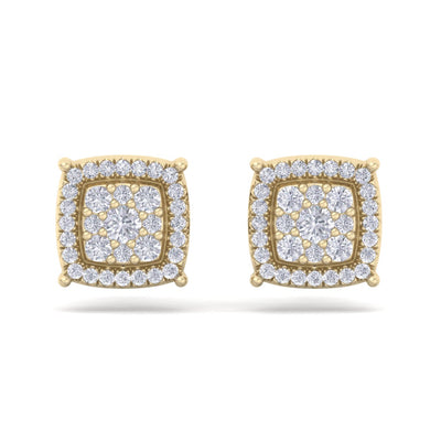 Square stud earrings in yellow gold with white diamonds of 0.48 ct in weight - HER DIAMONDS®